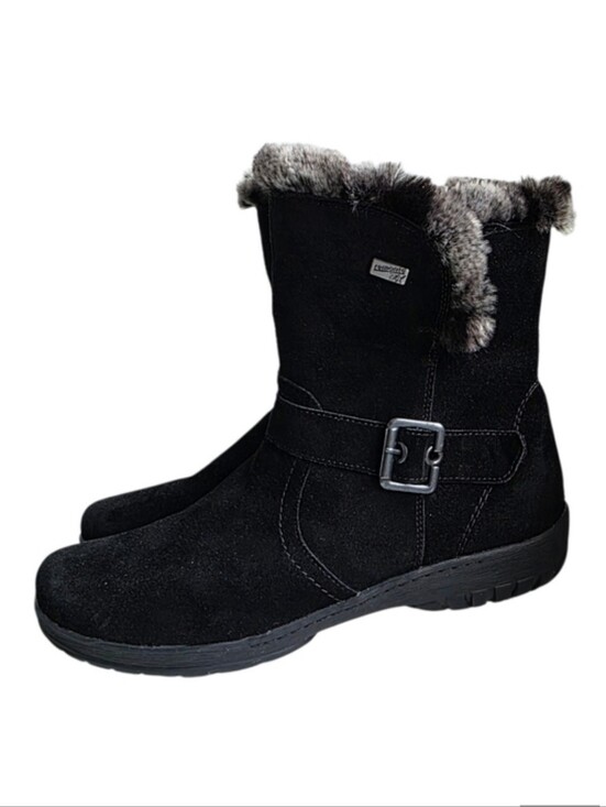 Remonte Shoes - Remonte by Rieker Black Suede Fur Lined Ankle Boots EU 39 Winter Zip Booties